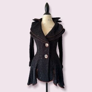 Black Popcorn Blazer Trench Coat Small